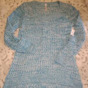 Bobbie Brooks Blue and White Acrylic Sweater Size L